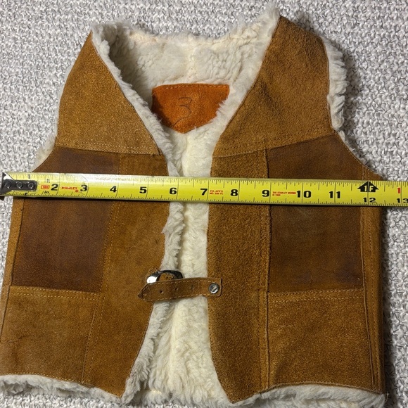 1970s Sherpa Lined Suede Vest Kids Cowboy Cowgirl Halloween - Picture 5 of 9